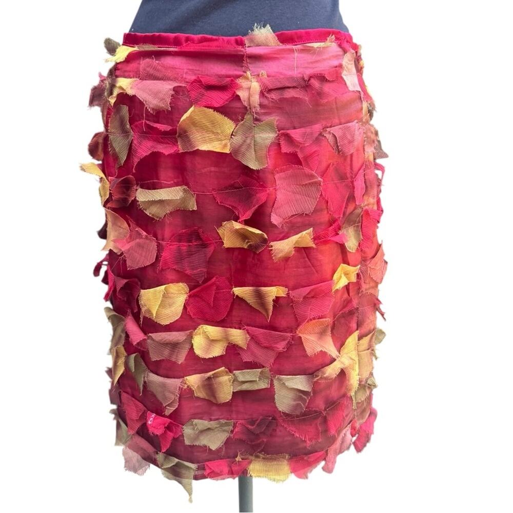 Kay Celine Boho Artsy Sheer Layered 3D Textured Petal Applique Skirt Sz 6 Fairy